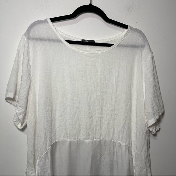 M Made in Italy White Linen Blend Asymmetrical Tunic Top Boho Minimalist size XL - Picture 2 of 9